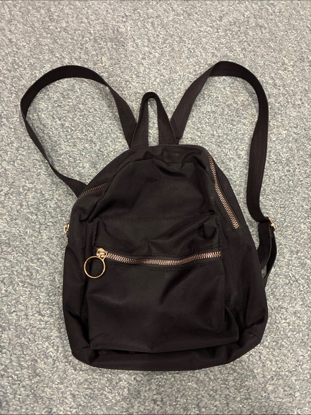Urban Planet Black Mini Backpack with Gold Hardware
